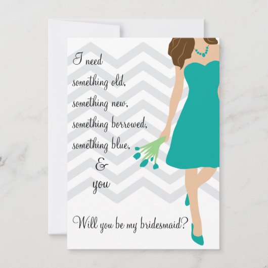Invitation Turquoise Turquoise Chevron Seras-Tu Ma Porte-Mait (Devant)
