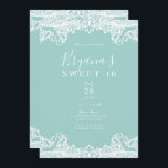 Invitation Turquoise Turquoise dentelle blanche élégante Douc<br><div class="desc">Personnaliser pour tout événement</div>