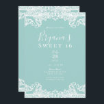 Invitation Turquoise Turquoise dentelle blanche élégante Douc<br><div class="desc">Personnaliser pour tout événement</div>