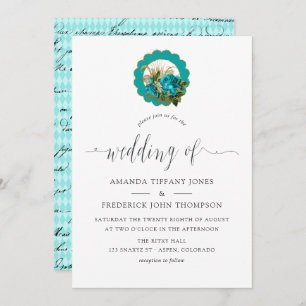 Invitation Turquoise - Turquoise et Gold Chic Paris Mariage