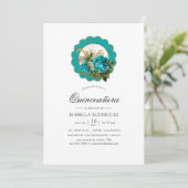Invitation Turquoise - Turquoise et Gold Chic Paris Quinceañe (Debout devant)