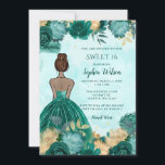 Invitation Turquoise Turquoise Or Floral Princess Sweet 16<br><div class="desc">Elégant Turquoise Turquoise Or Floral Princess Sweet 16 Invitation</div>