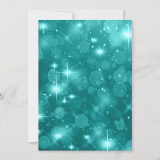 Invitation Turquoise Turquoise String Lights Bokeh Sweet 16 (Dos)