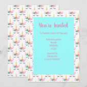 INVITATION TURQUOISE UNICORN (Devant / Derrière)