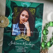Invitation turquoise Verde Quinceanera Gold Tiara