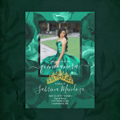 Invitation turquoise Verde Quinceanera Gold Tiara