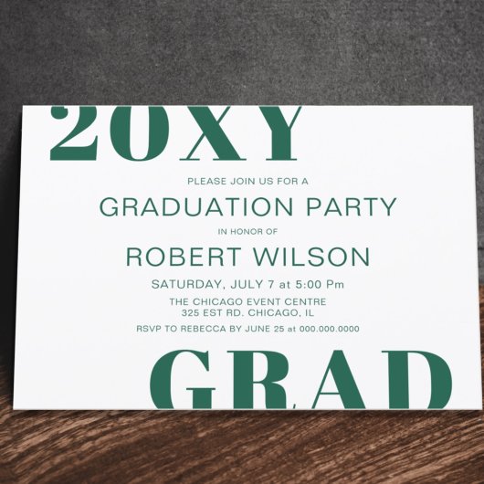 Invitation Turquoise Vert Blanc Gras Typographie Partie de gr