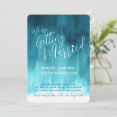 Invitation Turquoise vert bleu art moderne peint mariage invi (Debout devant)
