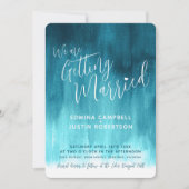 Invitation Turquoise vert bleu art moderne peint mariage invi (Devant)