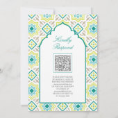 Invitation Turquoise vert en mosaïque persane QR Code Mariage (Dos)