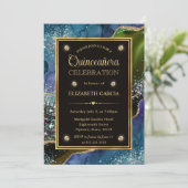 Invitation Turquoise, vert et or Parties scintillant Agate Qu (Debout devant)