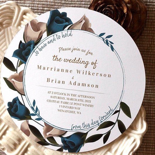 Invitation Turquoise Vert, Jardin Beige Roses Boho Mariage