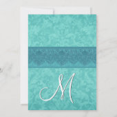 Invitation Turquoise vert Mariage Damask Champagne Papier mét (Dos)