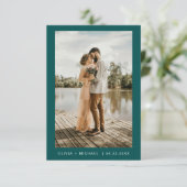 Invitation Turquoise Vert minimaliste Élégant Mariage photo (Debout devant)