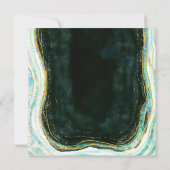 Invitation Turquoise Vert & Or Agate Marble Rock Mariage Carr (Dos)