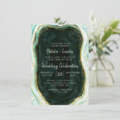 Invitation Turquoise Vert & Or Agate Marbre Géode Rock Mariag (Debout devant)