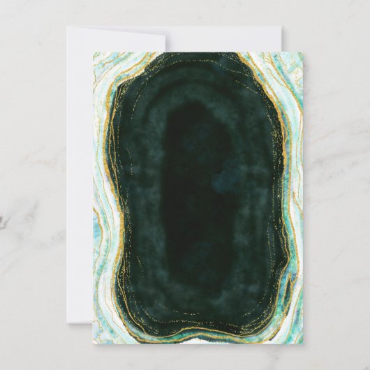 Invitation Turquoise Vert & Or Agate Marbre Géode Rock Mariag (Dos)