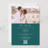 Invitation Turquoise vert tout en un QR Code Mariage photo (Dos)