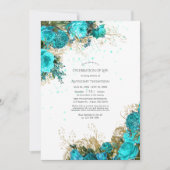 Invitation Turquoise vintage et Gold Célébration de vie (Devant)