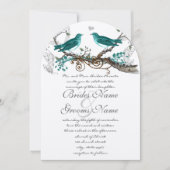 Invitation Turquoise Vintage Oiseaux extra Turquoise Mariage (Devant)