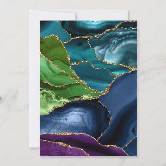Invitation Turquoise, violet et or Parties scintillant Agate (Dos)