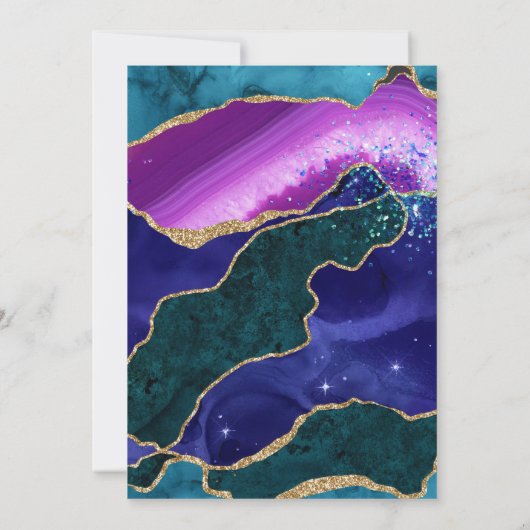 Invitation Turquoise, violet et Parties scintillant or Peacoc (Dos)