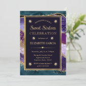 Invitation Turquoise, violet et Parties scintillant or Sweet (Debout devant)
