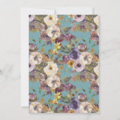 Invitation Turquoise Violet Moutarde Ivoire Floral 85e Annive (Dos)
