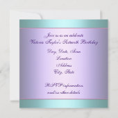 Invitation Turquoise violet Sweet sixteen fête d'anniversaire (Dos)