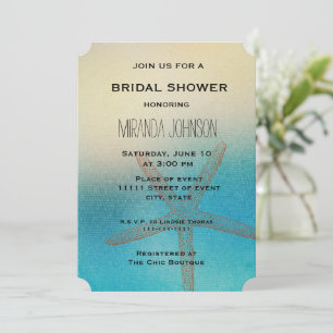 Invitation Turquoise White Aqua Blue Starfish Fête des mariée