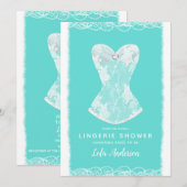 Invitation Turquoise & White Glam Lingerie Fête de douche (Devant / Derrière)