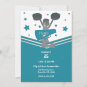 Invitation Turquoise White Silver Stars Cheer Cheer Party (Dos)