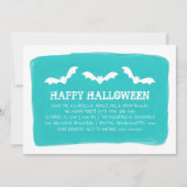 Invitation Turquoise White Watercolor chauves Halloween (Devant)