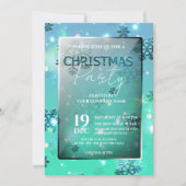 Invitation Turquoise Winter Wonderland Business Christmas Par (Devant)