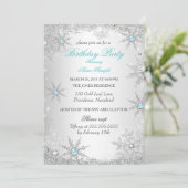 Invitation Turquoise Winter Wonderland fête d'anniversaire (Debout devant)