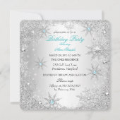 Invitation Turquoise Winter Wonderland fête d'anniversaire (Devant)