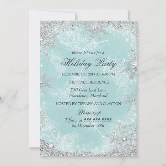 Invitation Turquoise Winter Wonderland Fête de Noël (Devant)