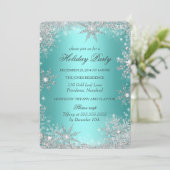 Invitation Turquoise Winter Wonderland Noël Fête de Noël 2 (Debout devant)