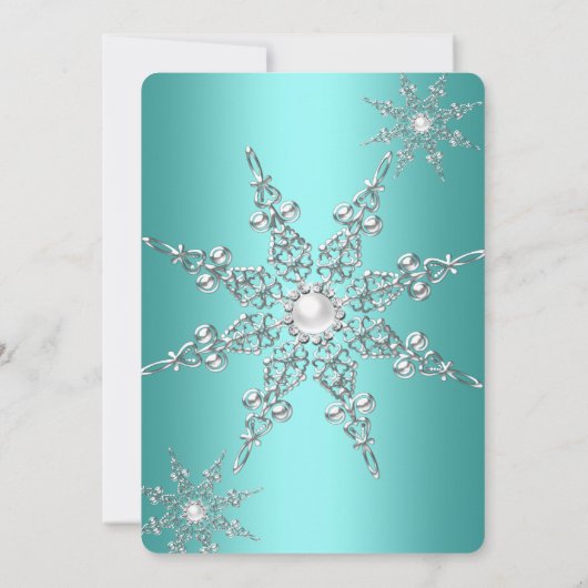 Invitation Turquoise Winter Wonderland Noël Fête de Noël 2 (Dos)