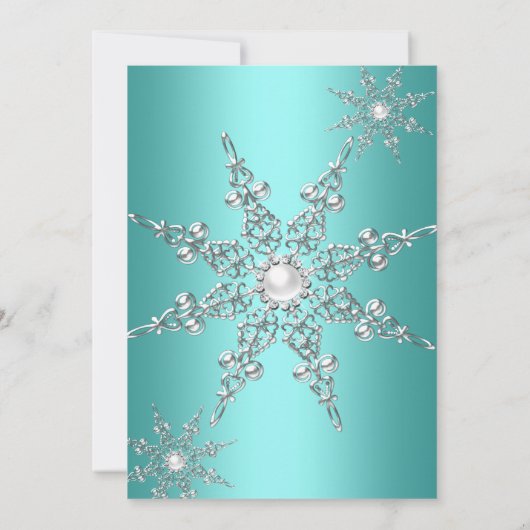 Invitation Turquoise Winter Wonderland Noël Fête de Noël 2 (Dos)