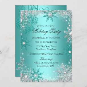 Invitation Turquoise Winter Wonderland Noël Fête de Noël 3