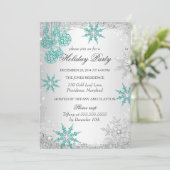 Invitation Turquoise Winter Wonderland Noël Fête de Noël 4 (Debout devant)