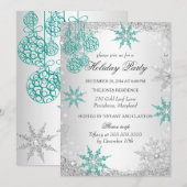 Invitation Turquoise Winter Wonderland Noël Fête de Noël 4 (Devant / Derrière)