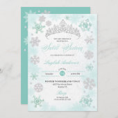 Invitation Turquoise Winter Wonderland Snowflake Sweet 16 (Devant / Derrière)