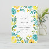 Invitation Turquoise Yellow Breezy Summer Wedding (Debout devant)