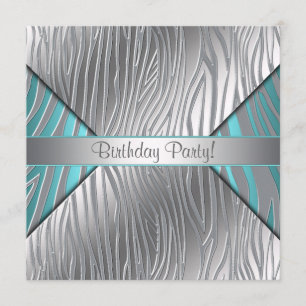 Invitation Turquoise Zebra N'importe quel numéro Brithday Inv