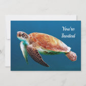 Invitation Turtle Blue Water Photo Anniversaire (Devant)