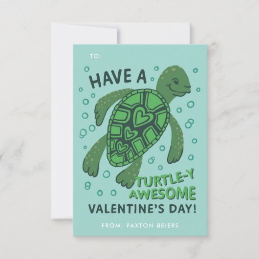 Invitation Turtle Classroom Valentine's Exchange Card (Devant)