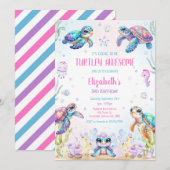 Invitation Turtle Under the Sea Ocean Theme Birthday (Devant / Derrière)