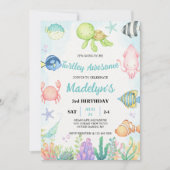 Invitation Turtley Awesome Aquarelle sous la mer Anniversaire (Devant)